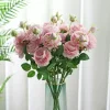 Rose Artificial Flowers 3 Heads Pink White Peonies Silk Flower Wedding Garden Decoration Fake Flower Bouquet Peony Color