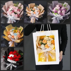 Rose Soap Bouquet Creative Handheld Carnation Floral Gift For Girlfriend Teacher Valentine's Gift Mother's Day Holiday Present