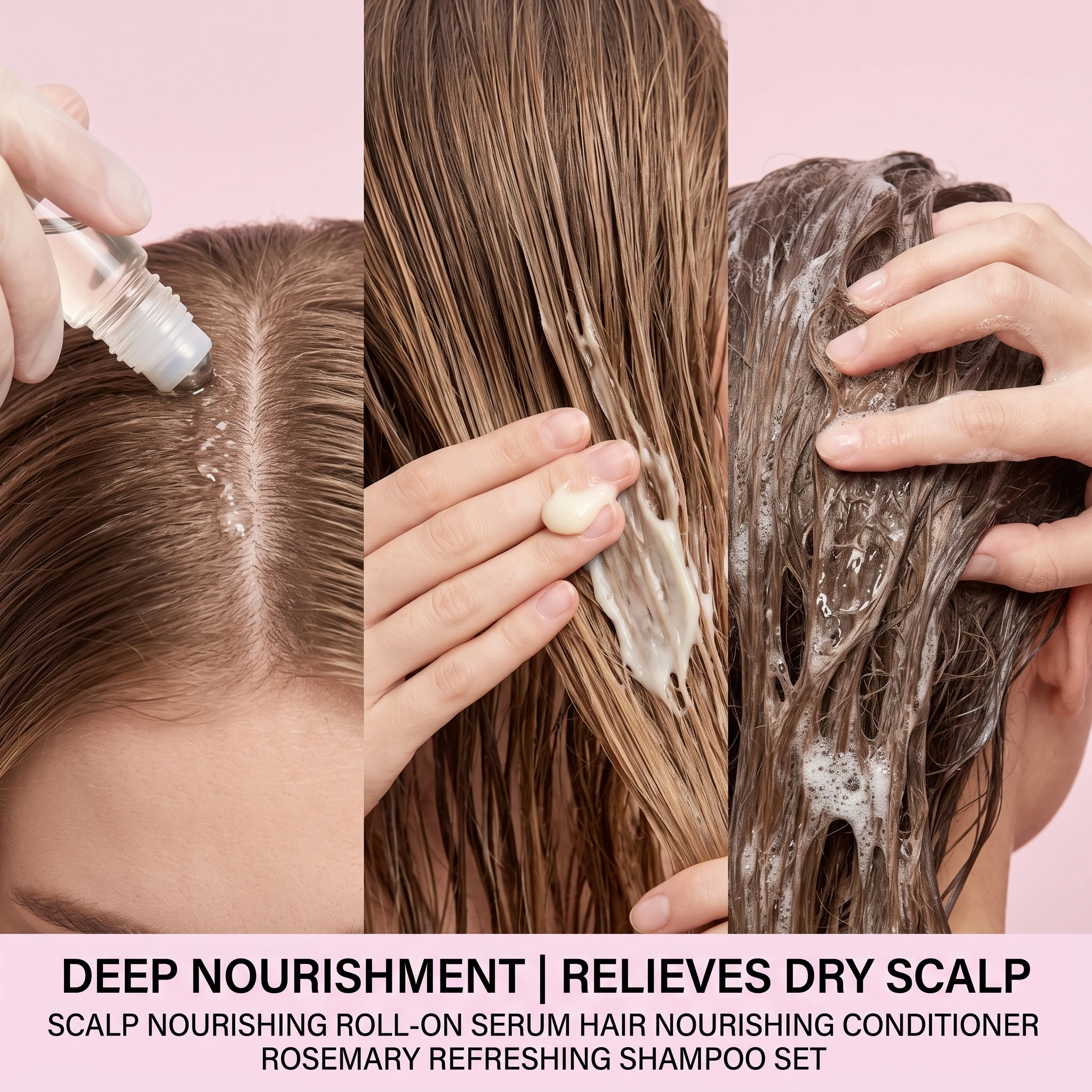 Rosemary PDRN Hair Care Set Refreshing Non-Greasy Shampoo Conditioner Scalp Serum Amino Acid Formula Volumizing Scalp Treatment - Image 4