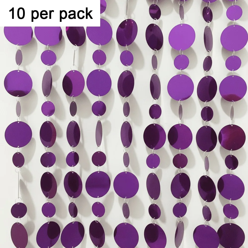 Round Sequin Shape Sequins Hanging Foil Curtains Plastic Material 100cm Length PVC Sequin Garland 10PCS Quantity