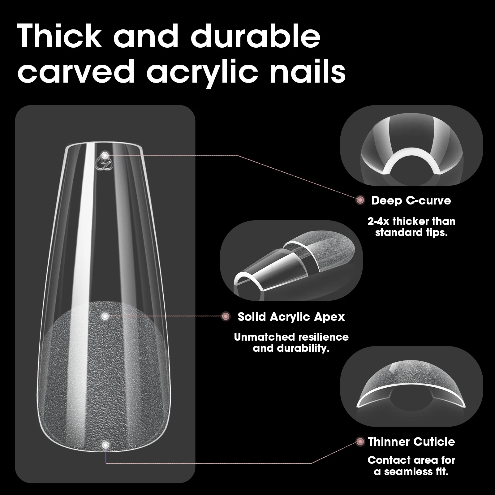 S-2XL Glossy False Nail Tips Sculpted Soft Gel Almond Coffin Stiletto Full Cover Press On Nails Artificial DIY Extension Supplie - Image 4