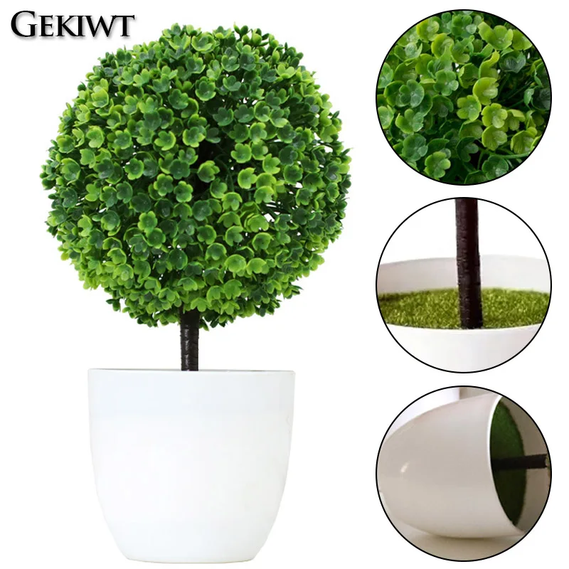 Sakura Snow Ball Tree Plastic Pots Artificial Bonsai Tree Mini Bonsai Plant Plants Fake Flowers Potted Home Garden Ornaments - Image 5