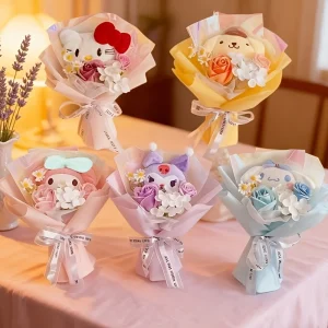 Sanrio Realistic Soap Bouquet Hello Kitty Cartoon Eternal Realistic Roses Holiday Gathering Party Favors Handcrafted Gift