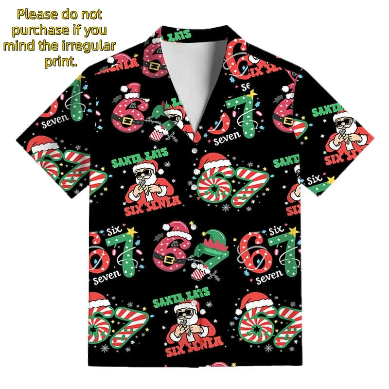 Santa Claus 3D-print Irregular-hem Shirt and Trousers Set Loungewear/outerwear—matching Family Outfits for Kids,boys,and Girls - Image 3