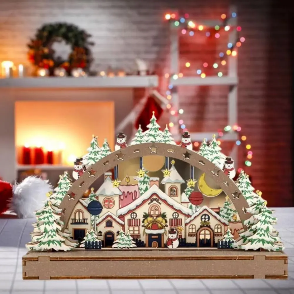 Santa Claus Christmas Wooden Ornament Handmade Xmas Tree Xmas Village House Decorative Christmas Handicraft - Image 2