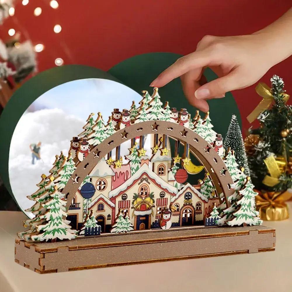 Santa Claus Christmas Wooden Ornament Handmade Xmas Tree Xmas Village House Decorative Christmas Handicraft - Image 3