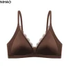 Satin Satin Wireless V Bra V Lace Neck Solid Color Push Up Underwear Traceless Comfortable Satin Lace Brassiere Summer Spring