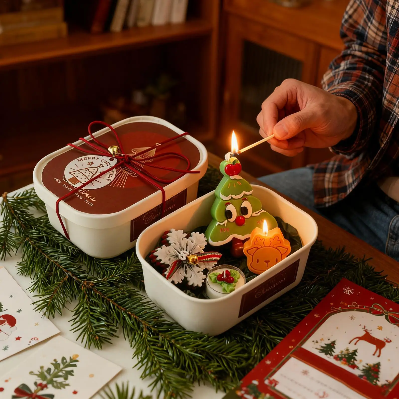 Scented Candle Lightweight Craft Aromatherapy Set Christmas Tree Candle Decor for Mother Family Birthday Fall Home Autumn