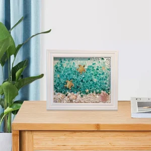 Sea Glass Art Kits Sea Glass Art & Craft Kit DIY Sea Themed Photo Frame Creative Resin Beach Art Kit for Home Office