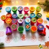 Self‑Inking Stamps Cartoon Santa Reindeer Snowman Xmas Tree Stamps Christmas Decor New Year Gift Party Favors Goodie Bag Fillers