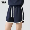 Semir Homewear Women Light Sporty Style Pure Cotton Shorts Summer Loose Sleep Pants Outerwear Narrow Waist Retro Color Block