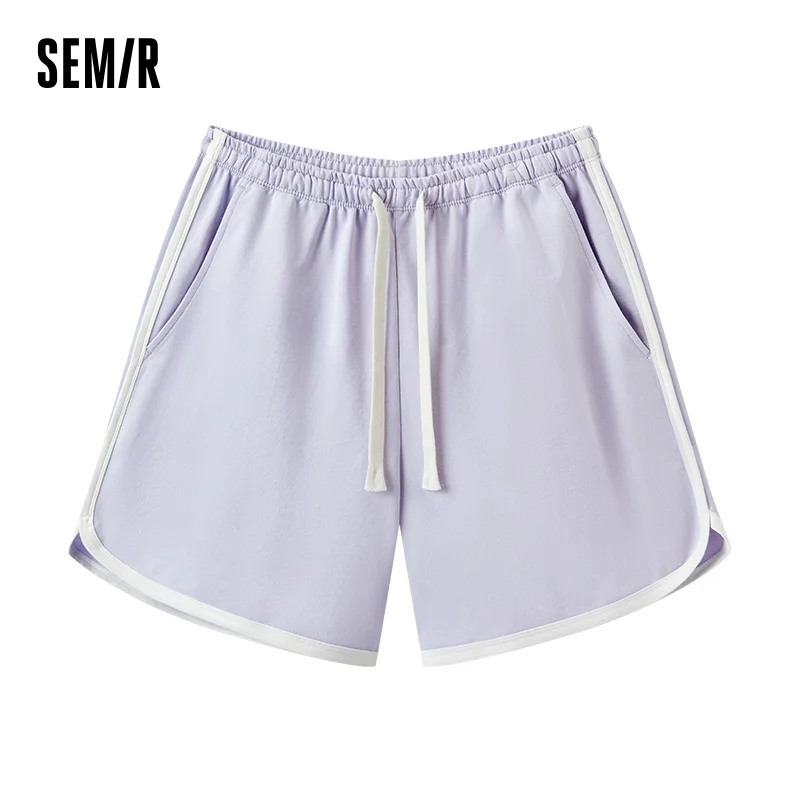 Semir Homewear Women Light Sporty Style Pure Cotton Shorts Summer Loose Sleep Pants Outerwear Narrow Waist Retro Color Block - Image 4