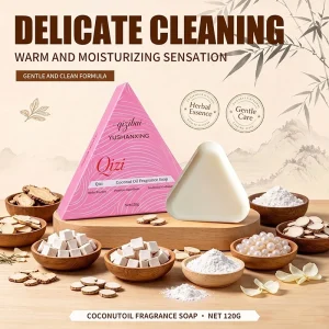 Seven White Herbs Coconut Oil Extract Face Body Cleansing Soap,Hydrating Nourishing Moisturizing Bar,Gentle Non-Irritating