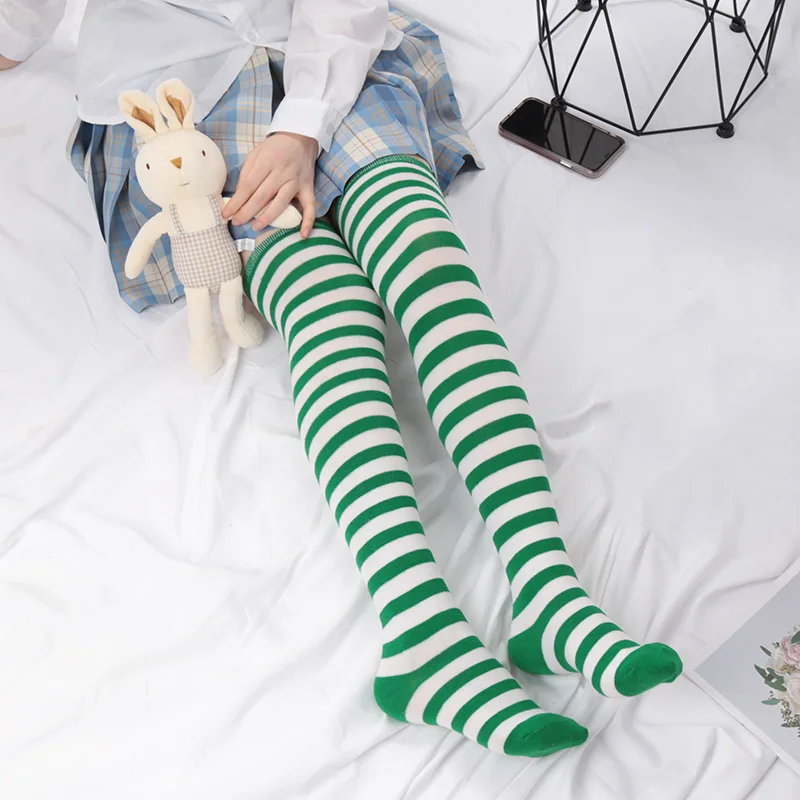 Sexy Long Over Knee Thigh Highs Socks Japanese Black White Striped Women Ladies Girls Kawaii Lolita Anime Cotton Warm Stocking - Image 2