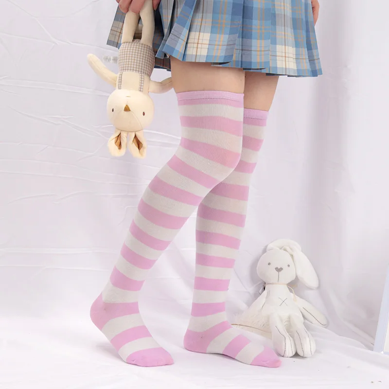 Sexy Long Over Knee Thigh Highs Socks Japanese Black White Striped Women Ladies Girls Kawaii Lolita Anime Cotton Warm Stocking - Image 6