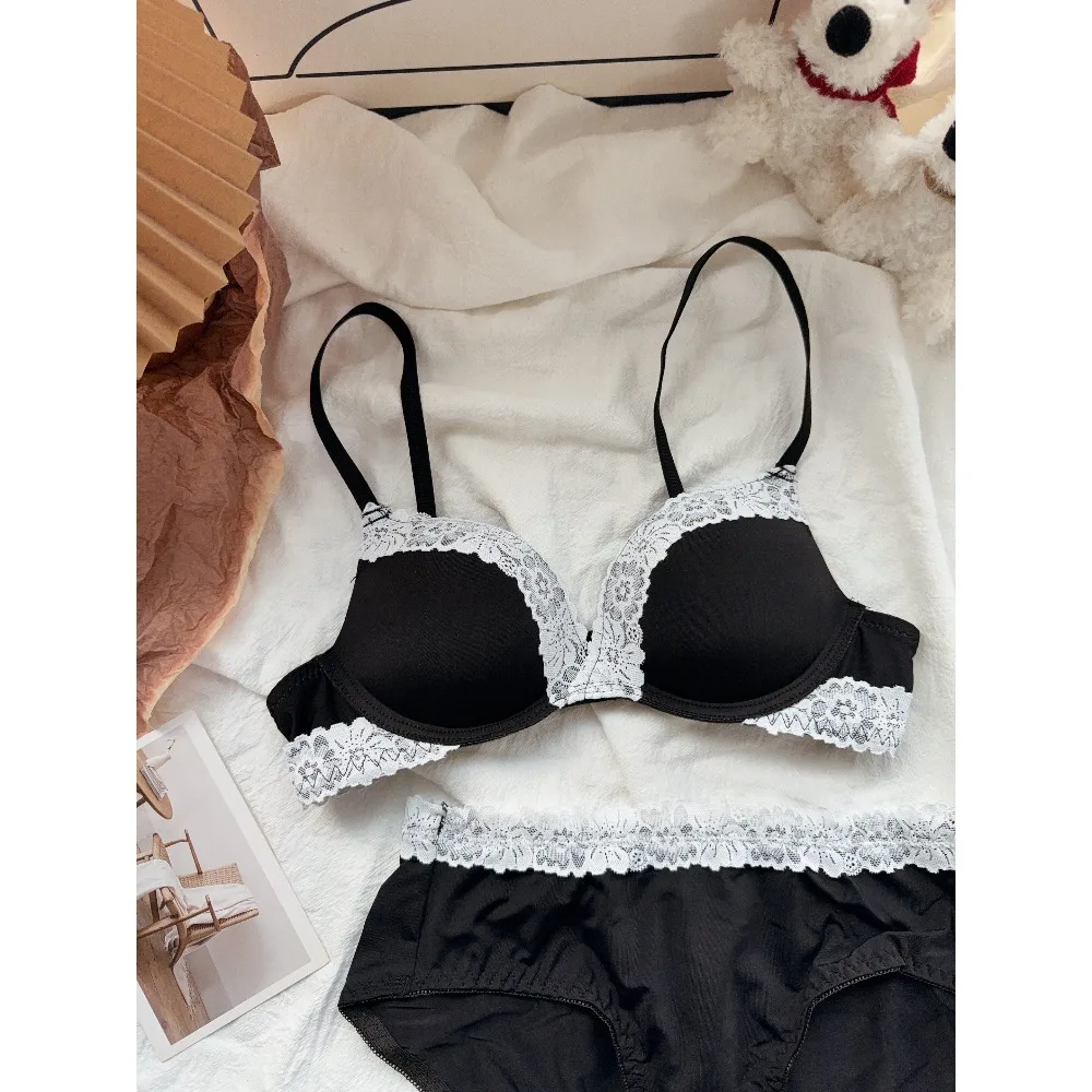 Sexy Purple Lace Lingerie Set for Women Push Up Bra No Underwire Small Bust Fit gathering Cups Lift Petite Cute Panties YUQI - Image 4