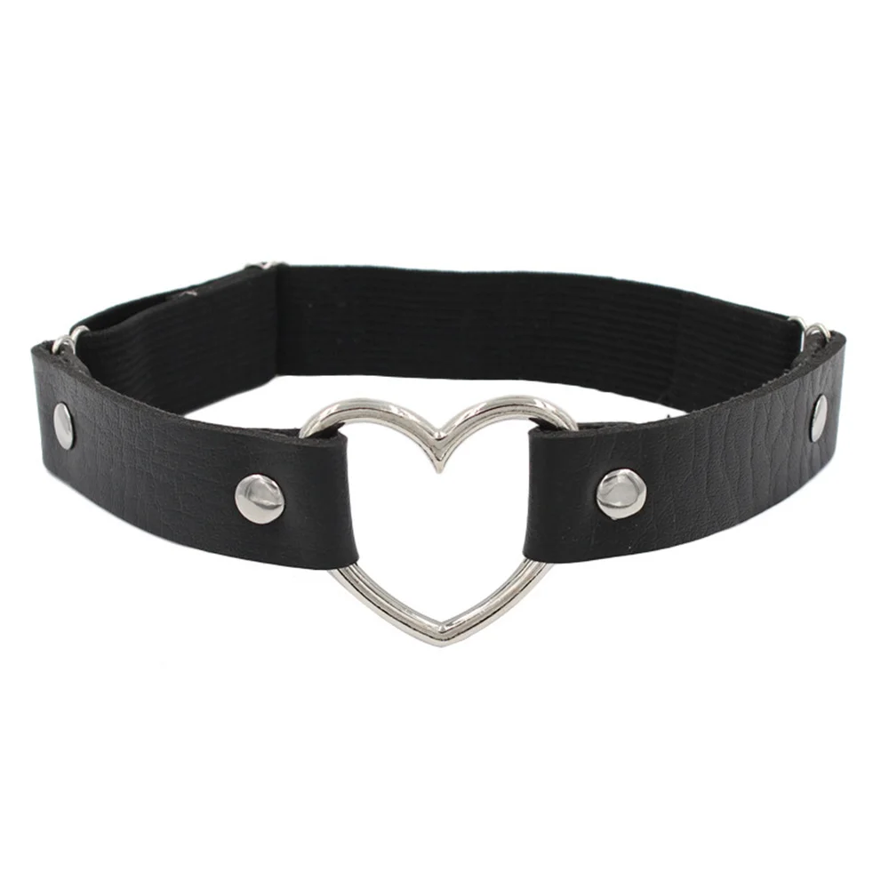 Sexy Women Elastic Pu Leather Thigh Leg Ring Strap Leglet With Metal Heart Garter Belt Cat Punk Garter Jewelry Loop Goth Harness - Image 2