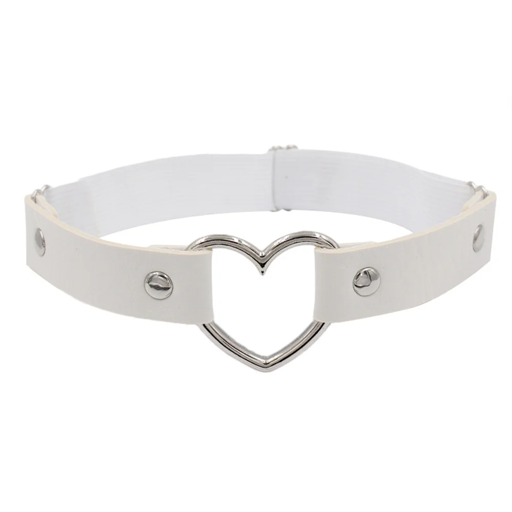 Sexy Women Elastic Pu Leather Thigh Leg Ring Strap Leglet With Metal Heart Garter Belt Cat Punk Garter Jewelry Loop Goth Harness - Image 5