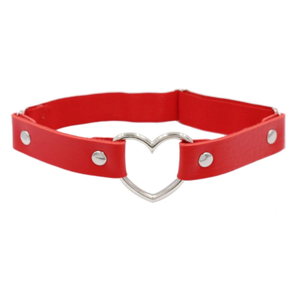 Sexy Women Elastic Pu Leather Thigh Leg Ring Strap Leglet With Metal Heart Garter Belt Cat Punk Garter Jewelry Loop Goth Harness - Image 4