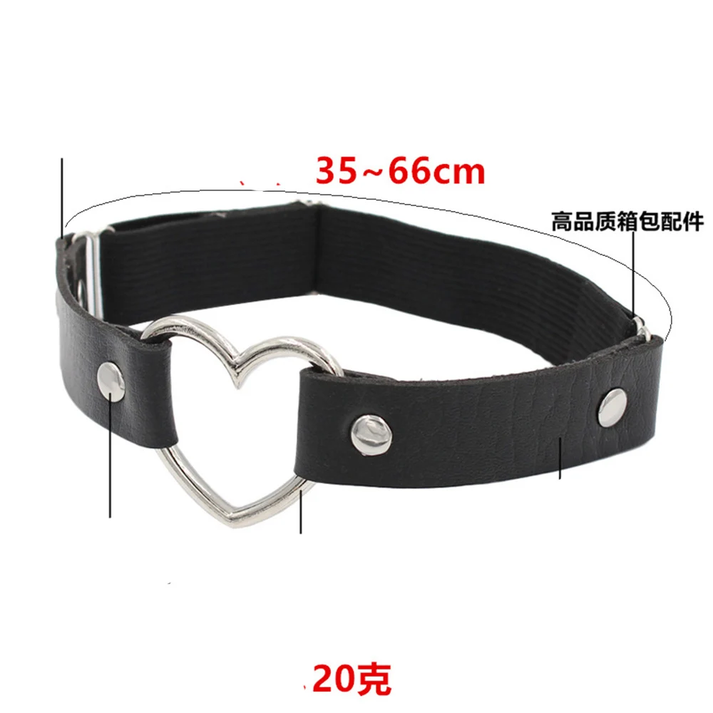 Sexy Women Elastic Pu Leather Thigh Leg Ring Strap Leglet With Metal Heart Garter Belt Cat Punk Garter Jewelry Loop Goth Harness - Image 6