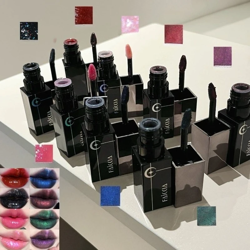 Shimmer Matte Black Red Lipstick Punk Gothic Lipgloss Halloween Makeup Mousse Lip Mud Lipstick Waterproof Non-stick Cup Lip Tint - Image 2