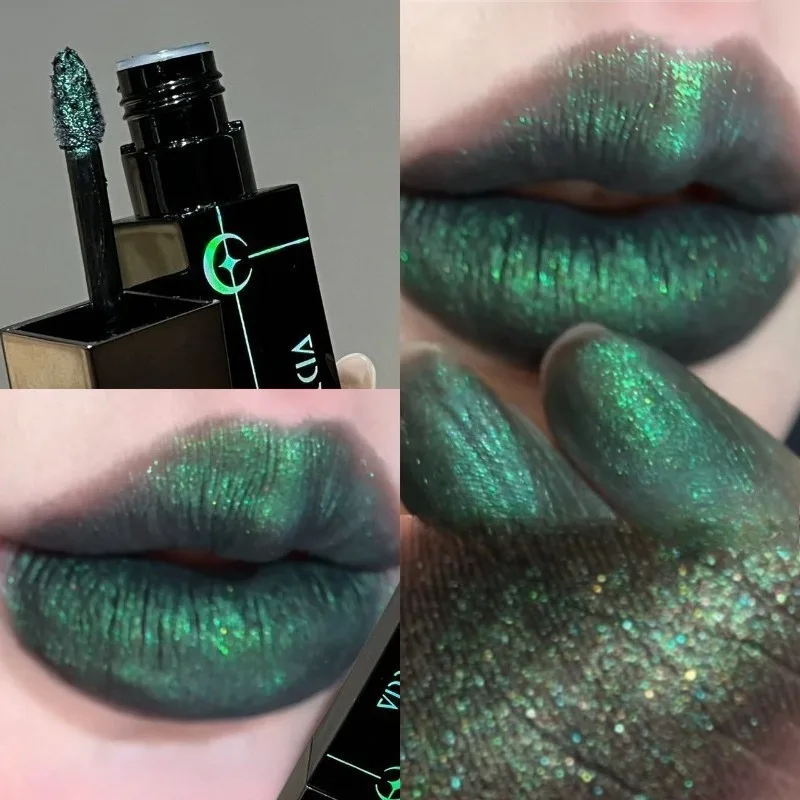 Shimmer Matte Black Red Lipstick Punk Gothic Lipgloss Halloween Makeup Mousse Lip Mud Lipstick Waterproof Non-stick Cup Lip Tint - Image 5