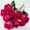 Silk Pearl Rose 9 Heads Artificial Flower Bouquet Home Table Vase Deco Floral Arrangement Accessories Photo Prop Valentine's Day