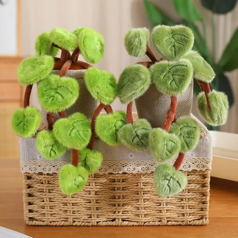 Simulated Pothos Plush Potted Plant Cute Green Plant Plush Toy Fluffy Artificial Hanging Plants Leaves Stuffed Doll Home Decor - Image 2