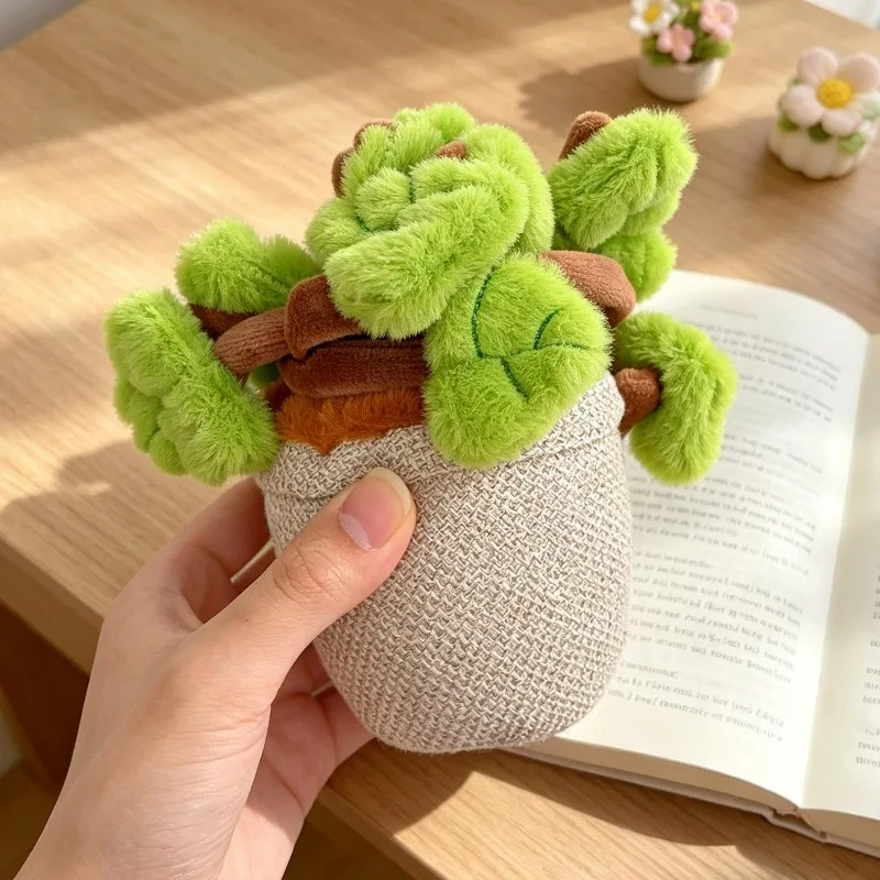 Simulated Pothos Plush Potted Plant Cute Green Plant Plush Toy Fluffy Artificial Hanging Plants Leaves Stuffed Doll Home Decor - Image 3