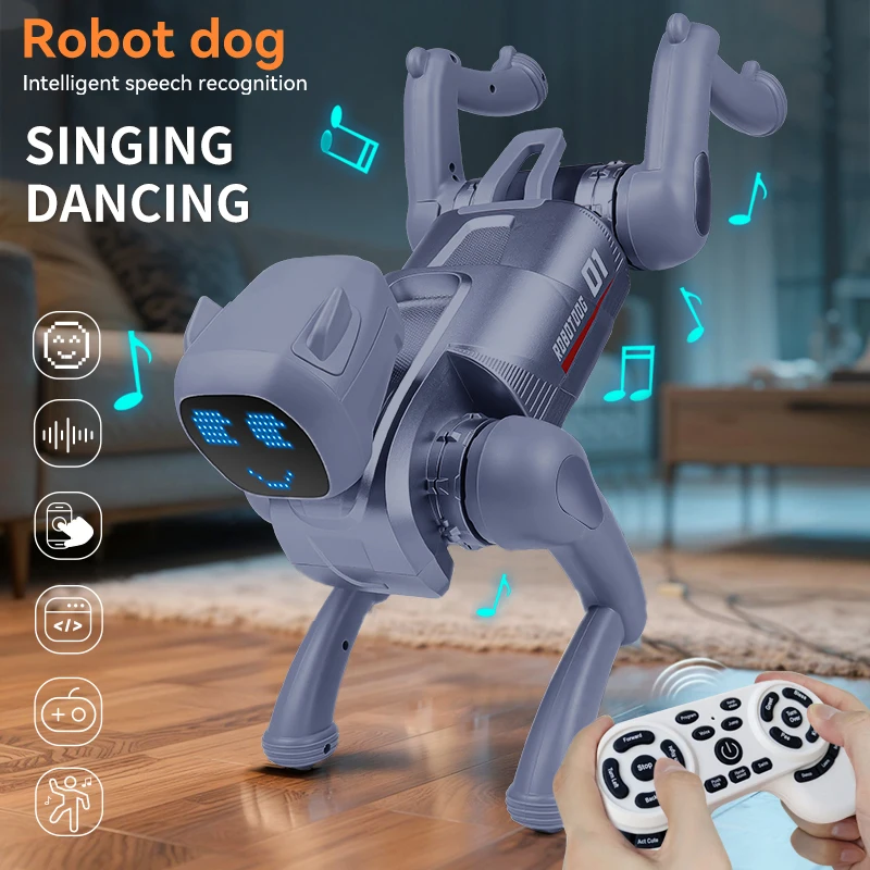 Simulation Intelligent Mechanical Dog Voice Dialogue Cute Expression Lamp APP Remote Control Programming Toys for Kids Gifts - Image 5