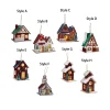 Small Christmas Village House Wood Kids Toy Collectible Glowing Log Cabin for Bedroom Home Xmas Party Decor Table Room Decor