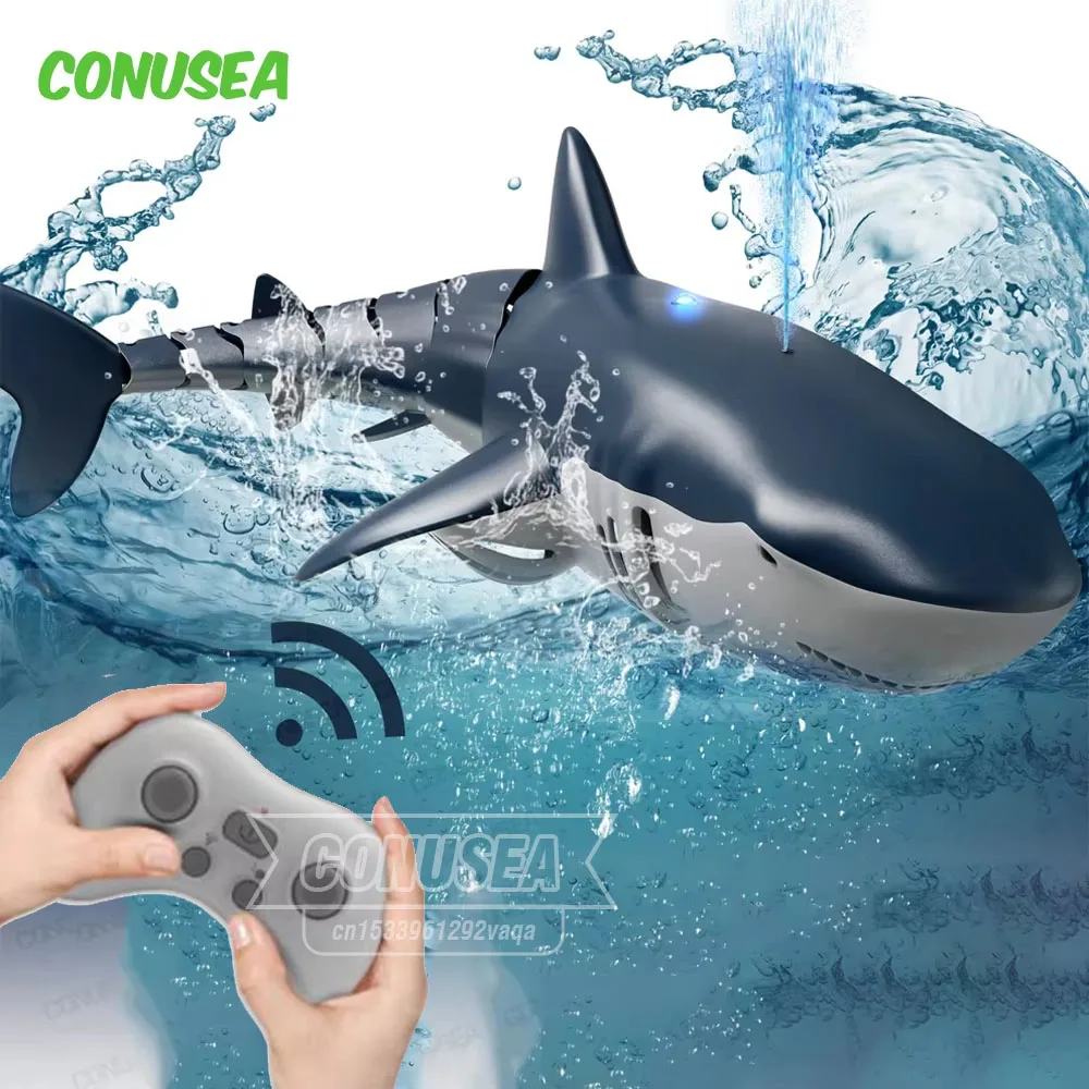 Smart Rc Shark whale Spray Water Toy Remote Controlled Boat ship Submarine Robots Fish Electric Toys for Kids Boys baby Children