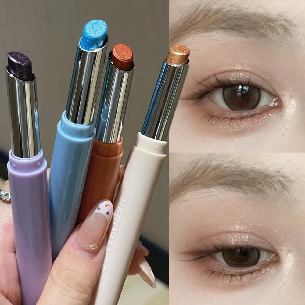 Smokey Purple Shimmer Highlight Eyeshadow Pen Fine Shimmer Easy Blending Lasting Portable Eye Brightener Highgloss Makeup Stick - Image 2