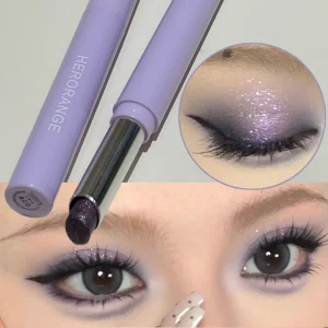 Smokey Purple Shimmer Highlight Eyeshadow Pen Fine Shimmer Easy Blending Lasting Portable Eye Brightener Highgloss Makeup Stick