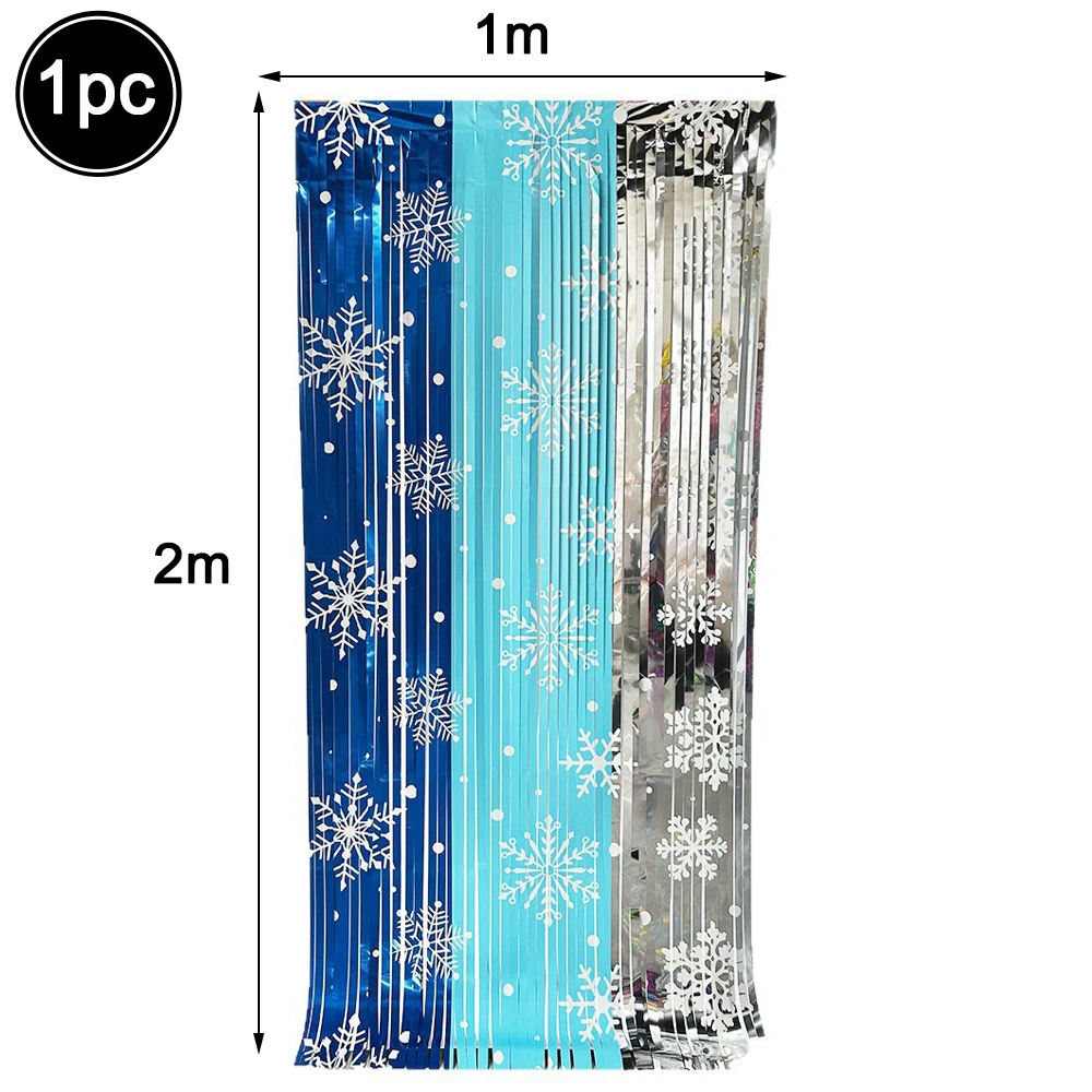 Snowflake Foil Fringe Curtain Blue Silver Ice Streamers Backdrop Princess Birthday Christmas Winter Wonderland Party Decor Suppl - Image 4