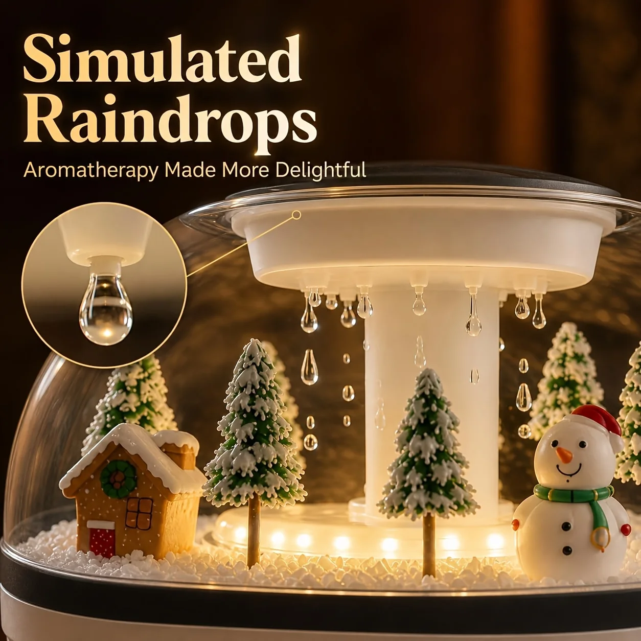 Snowman Air Humidifier,Simulate Raindrops,Aroma Diffuser,Home Christmas Decorations,Aromatherapy for Bedroom,Yoga,Christmas Gift - Image 2