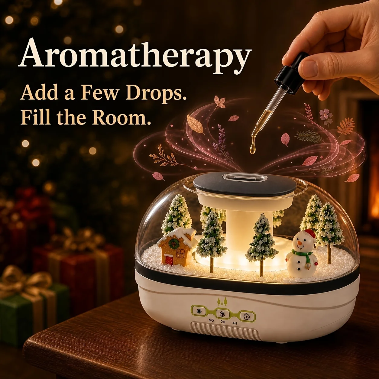 Snowman Air Humidifier,Simulate Raindrops,Aroma Diffuser,Home Christmas Decorations,Aromatherapy for Bedroom,Yoga,Christmas Gift