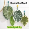 Soft Leaf Hand Towel Absorbent Quick Dry Hanging Towel for Kitchen Bathroom Home Washcloth Cleaning Towels Bathroom Accessories