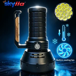 Solar Charging, Strong Light, High-Power Handheld Flashlight, Intelligent Fan Cooling, 200000LM Light, Lighting Fixtu
