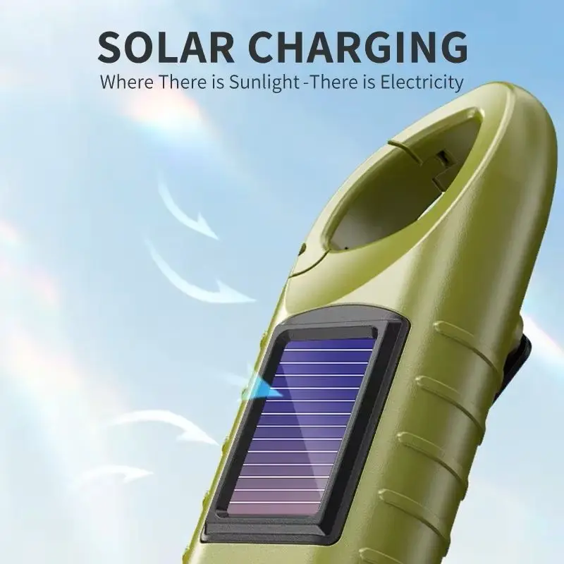Solar Led Flashlights Portable Hand Cranked Dynamo Torch for Outdoor Riding Camping Power Hiking Long-range Emergency Lantern - Image 2