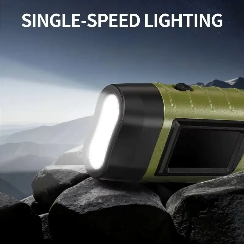 Solar Led Flashlights Portable Hand Cranked Dynamo Torch for Outdoor Riding Camping Power Hiking Long-range Emergency Lantern - Image 3
