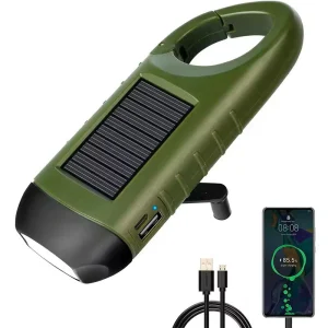 Solar Led Flashlights Portable Hand Cranked Dynamo Torch for Outdoor Riding Camping Power Hiking Long-range Emergency Lantern