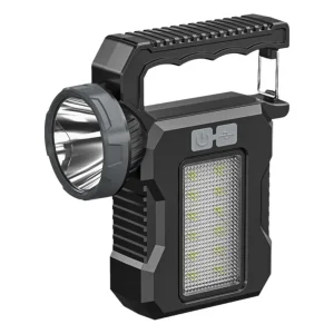 Solar-powered Handheld Flashlight Portable Powerful Rechargeable Searchlight COB LED Work Light Lantern Outdoor Camping Lamp