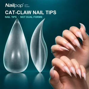 Solid Cat Claw False Nails Extra Matte Clear Full Cover Acrylic Press On Nails 15 Sizes Halloween Salon Style 150pcs