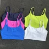 Solid Color Tight Fitness Women Sport Bra Spaghetti Strap Gym Yoga Bra Athletic Underwear Soft Top Workout Train With Chest Pad