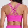 Solid Color Women Cross Back Bra Fitness Underwear Soft Fitness Sport Bra Top Gym Yoga Athletic Workout With Chest Pad