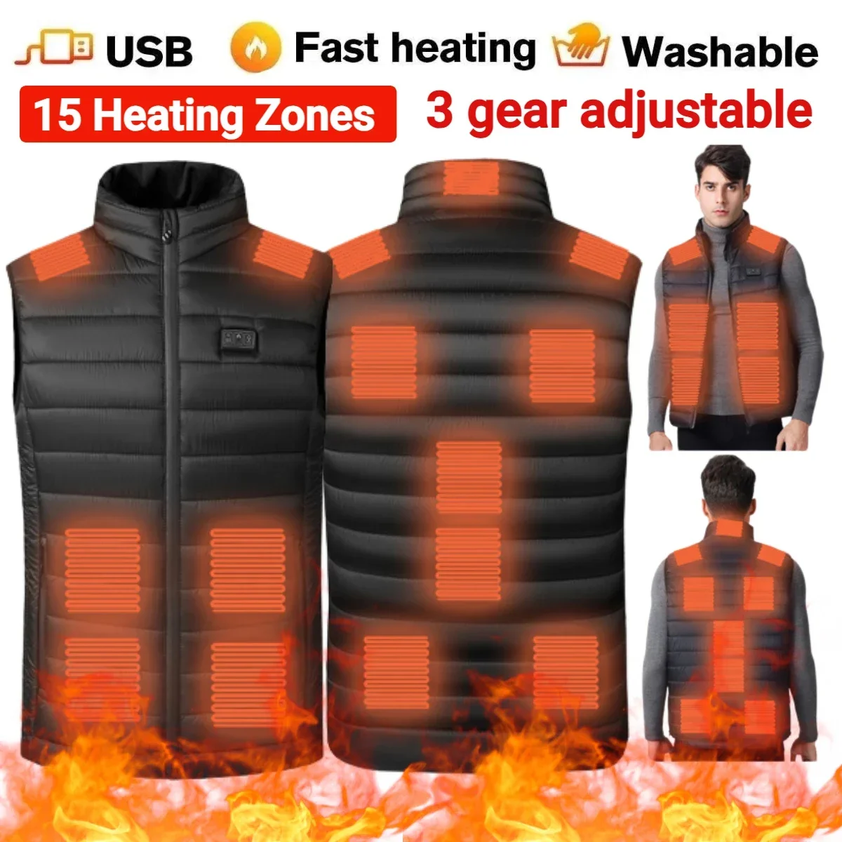 Sportswear Heated Coat Men Women Electric Heated Jackets Lightweight Warm Electric Heating Coat for Camping Outdoor Work Fishing