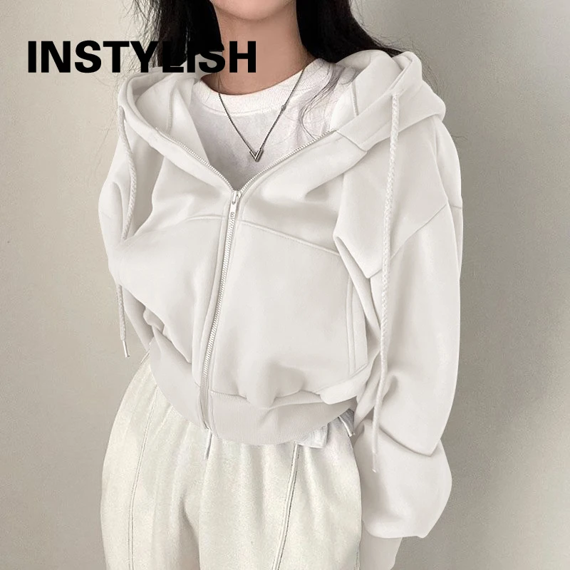 Spring Autumn 2025 New Women Casual Hooded Long Sleeved Top Women Loose Leisurely Coat Multi Functional Zipper Hooded Sweatshirt - Image 4
