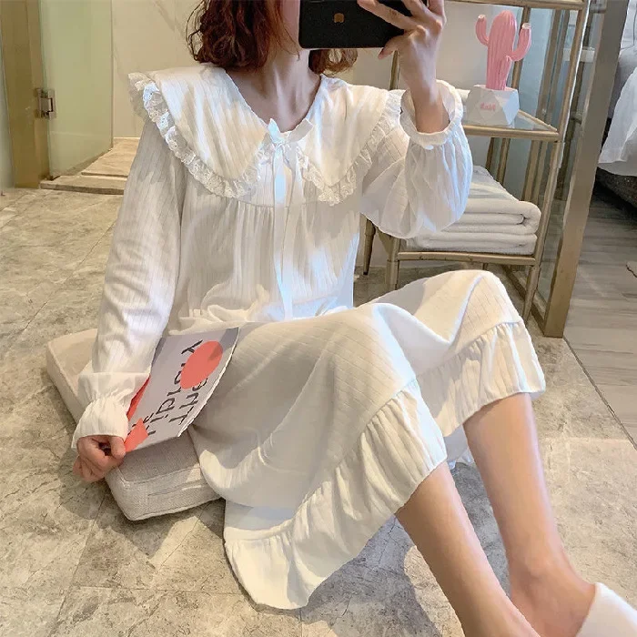 Spring Autumn Women Princess Style Sweet Nightgown Girls Cute Floral Chest Pad Sleepshirts Lady Casual Long Sleeve Dress Pajama - Image 4