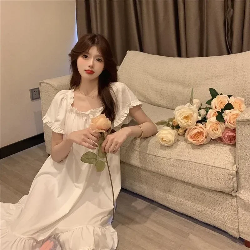 Spring Autumn Women Princess Style Sweet Nightgown Girls Cute Floral Chest Pad Sleepshirts Lady Casual Long Sleeve Dress Pajama - Image 5